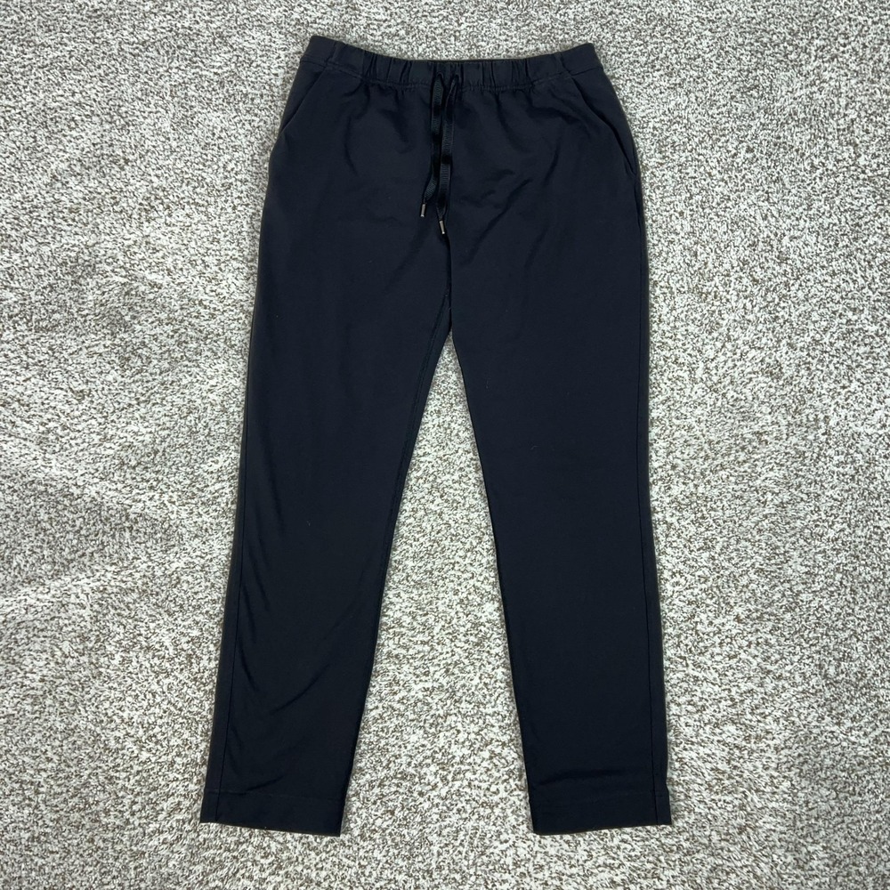 Lululemon Pants Womens 6 Black Jogger Tapered Pockets Yoga Gym Stretch Logo